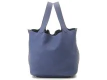HERMES　エルメス　ハンドバッグ　ピコタンロックGM　ブルーブライトン　トリヨンクレマンス　シルバー金具　C刻印　2143100517141【432】