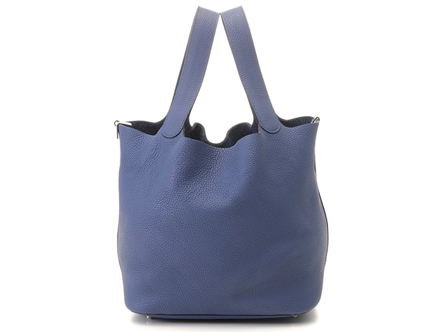 HERMES　エルメス　ハンドバッグ　ピコタンロックGM　ブルーブライトン　トリヨンクレマンス　シルバー金具　C刻印　2143100517141【432】