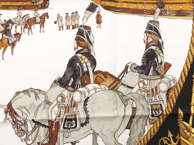 エルメス　スカーフ 90cm 「CAVALERIE FRANCAIS」柄 エルメス スカーフ 90cm 「CAVALERIE FRANCAIS」柄 - メルカリ