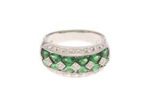 JEWELRY　ノンブランドジュエリー　貴金属・宝石　リング　プラチナ900　グリーンガーネット　ダイヤモンド　約7.9g　約12号　2143100517813　【205】