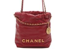 シャネル　CHANEL22 ミニ ハンドバッグ ボルドー/GP　カーフ　AS0398　2143100518636　【437】