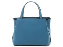 Valextra　ヴァレクストラ　ハンドバッグ　スモール　トリエンナーレ　ブルー　レザー　2143100518896　【中古】【大黒屋】【200】