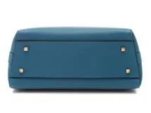 Valextra　ヴァレクストラ　ハンドバッグ　スモール　トリエンナーレ　ブルー　レザー　2143100518896　【中古】【大黒屋】【200】