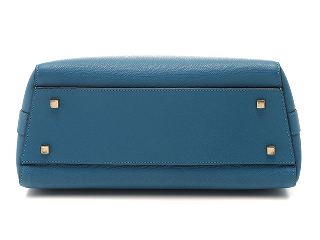 Valextra　ヴァレクストラ　ハンドバッグ　スモール　トリエンナーレ　ブルー　レザー　2143100518896　【中古】【大黒屋】【200】