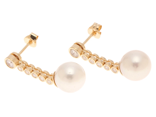 JEWELRY ジュエリー ピアス K18イエローゴールド パール ダイアモンド