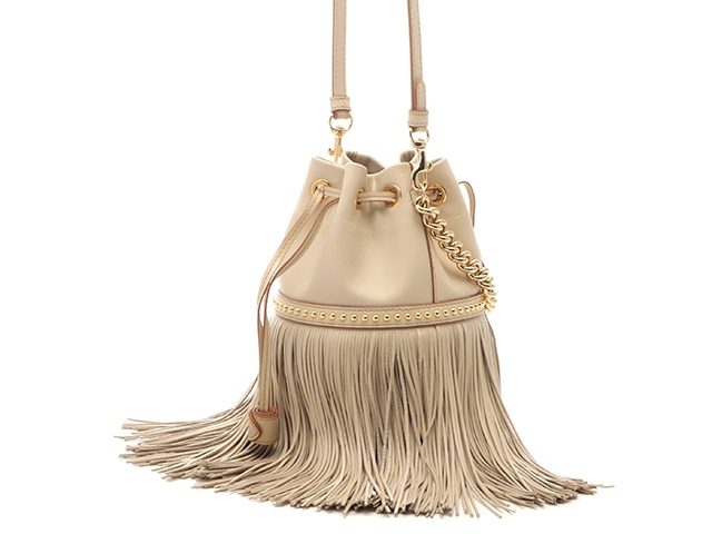J&M DAVIDSON　ジェイ＆エム デイヴィッドソン　フリンジ　カーニバル　ミニ　ショルダーバッグ　ベージュ　カーフ　433