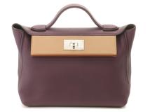 HERMES エルメス ハンドバッグ サック・ヴァンキャトル24/24　29 パープル/ブラウン/ベージュ トゴ/スウィフト U刻印(2022年頃)【472】YY