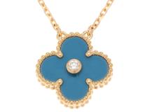 Van Cleef & Arpels ヴァンクリーフ&アーペル ヴィンテージアルハンブラ ネックレス VCARP46000 K18YG/ブルーサーブル/ダイヤモンド 2019ホリデー【472】SJ