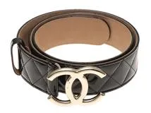 CHANEL シャネル マトラッセココマークベルト ブラック/ゴールド