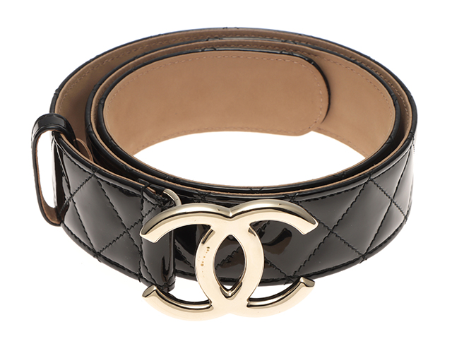 CHANEL シャネル マトラッセココマークベルト ブラック/ゴールド