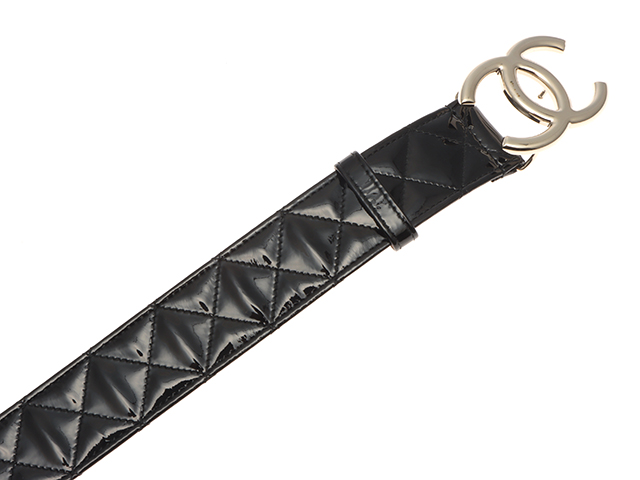 CHANEL ビジュー　ココマーク　パテント　ベルト　ブラック CHANEL シャネル マトラッセココマークベルト ブラック/ゴールド