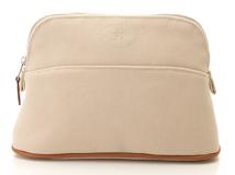 HERMES エルメス ボリード　ポーチミニ　H104773M　ナチュラル　キャンバス　シルバー金具【472】AH