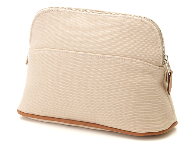 エルメス ミニ ボリードポーチ キャンバス シルバー金具 ナチュラル ベージュ 定価以下】エルメス ボリード ポーチ ミニ ナチュラル キャンバス