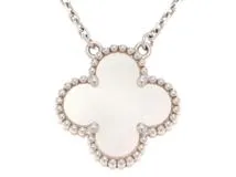Van Cleef & Arpels　ヴァン クリーフ&アーペル　ヴィンテージアルハンブラ　ネックレス　K18ホワイトゴールド　白蝶貝　5.4g【430】2143100526952