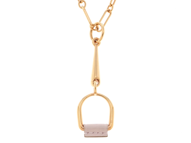 エルメス エリタージュ エケストルPM ネックレス ゴールド ピンク レザー エルメス エリタージュエケストルPM ネックレス GP×革 ゴールド×ピンg