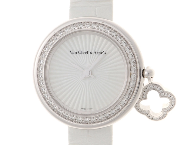 Van cleef&Arplels ヴァンクリーフ&アーペル チャーム クローバー ウォッチ ダイヤベゼル VCARO8ZS00 ホワイトゴールド クォーツ レディース 腕時計 C