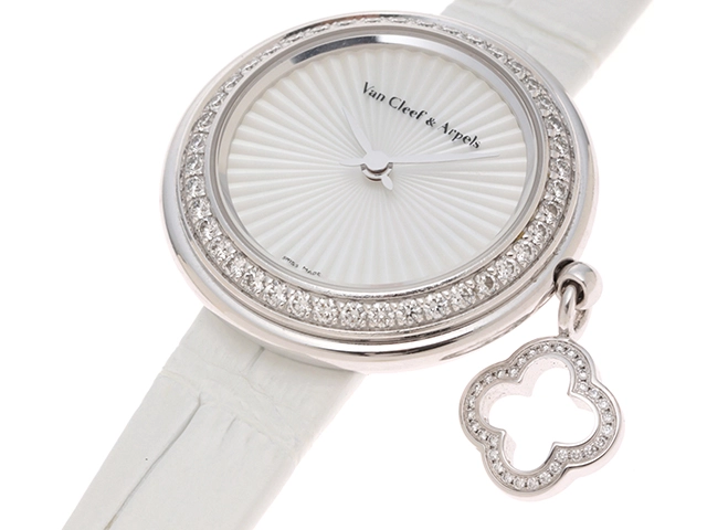 Van cleef&Arplels ヴァンクリーフ&アーペル チャーム クローバー ウォッチ ダイヤベゼル VCARO8ZS00 ホワイトゴールド クォーツ レディース 腕時計 C