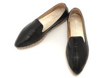 PRADA　プラダ　エスパドリーユ　レディース38ハーフ　ブラック　レザー　2143100528727　【432】