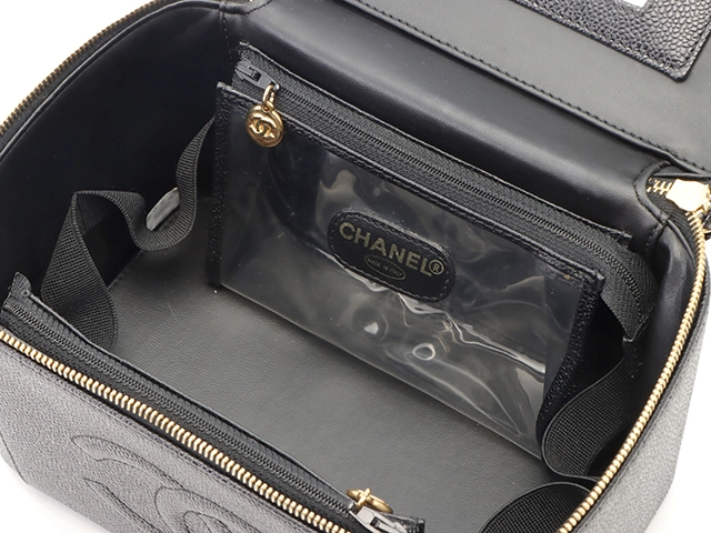 CHANEL シャネル ココマーク2wayバニティ ブラック/ゴールド金具 キャビア 【472】YY