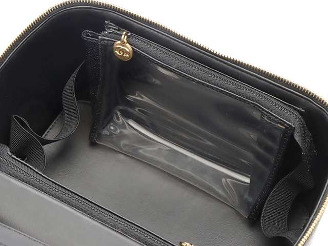 CHANEL シャネル ココマーク2wayバニティ ブラック/ゴールド金具 キャビア 【472】YY