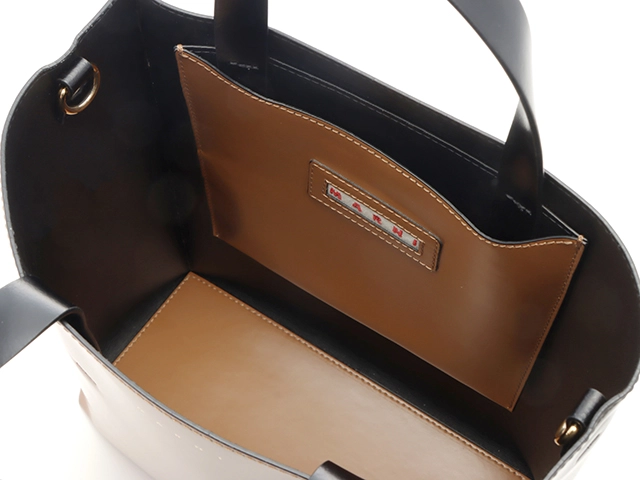 MARNI マルニ ミュゼオ スモールバッグ カーフレザー ブラウン/ブラック SHMPV01TY0LV639Z2P69 トートバッグ 2143100531307【207】