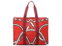 HERMES　エルメス　ハンドバッグ　トートバッグ　トレサージュ・マラン　ビーチバッグ　キャンバス　レッド　ポーチ付き　【472】HA