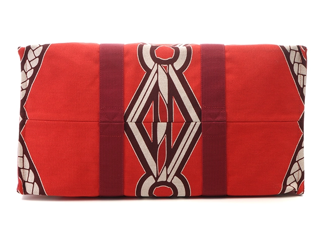 HERMES エルメス ハンドバッグ トートバッグ トレサージュ・マラン ビーチバッグ キャンバス レッド ポーチ付き 【472】HA