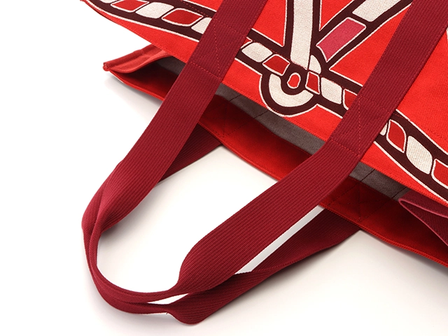 HERMES エルメス ハンドバッグ トートバッグ トレサージュ・マラン ビーチバッグ キャンバス レッド ポーチ付き 【472】HA