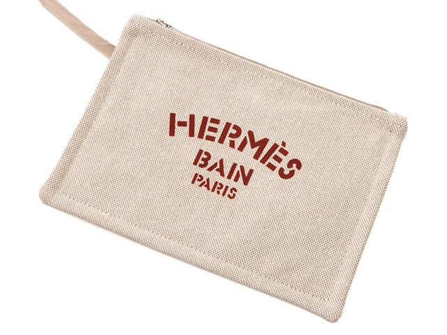 HERMES エルメス ハンドバッグ トートバッグ トレサージュ・マラン ビーチバッグ キャンバス レッド ポーチ付き 【472】HA