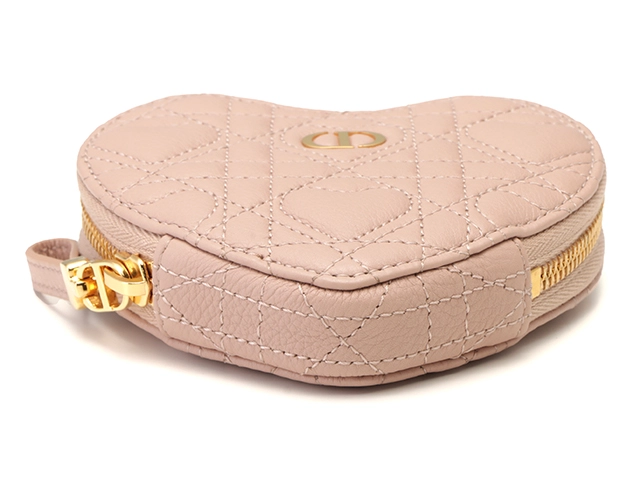 Dior ディオール Caroハートカナージュ チェーンポーチ ピンクベージュ/GP カーフ 434