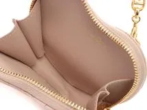 Dior　ディオール　Caroハートカナージュ　チェーンポーチ　ピンクベージュ／GP　カーフ　434