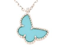 スウィートアルハンブラ　ネックレス　K18ホワイトゴールド　ターコイズ　3.0g　2143100532908　【471】