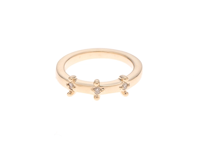 agete アガット 指輪 リング K10 ダイヤモンド D0.03ct 約2.1g 3号