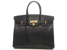 HERMES エルメス ハンドバッグ バーキン35 ブラック アルデンヌ ゴールド金具 □C刻印 2143100534407【430】