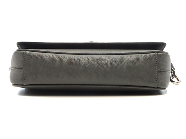 【美品】プラダ メッセンジャーバッグ サフィアーノ×ナイロン グレー PRADA プラダ 2wayバッグ 1BA164 サフィアーノ/レザー グレー/GP金具