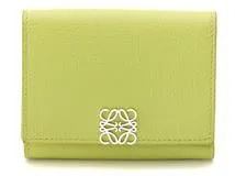 鑑定済★ロエベ　トライフォールド　コンパクトウォレット　アナグラム　イエロー系 ロエベ 財布 アナグラム トライフォールド ウォレット 三つ折り