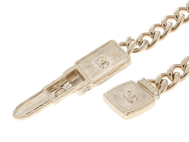 CHANEL　シャネル　ココマーク＆リップ＆ボトルネックレス メタル（GP）/クリスタル　【472】KS