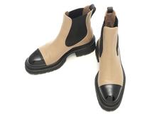 CHANEL　シャネル　サイドゴアブーツ　レディース37　ベージュ　レザー　G39208　2143100536616　【432】