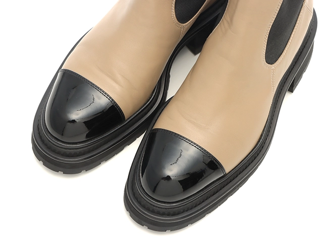 CHANEL　シャネル　サイドゴアブーツ　レディース37　ベージュ　レザー　G39208　2143100536616　【432】