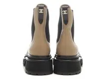 CHANEL　シャネル　サイドゴアブーツ　レディース37　ベージュ　レザー　G39208　2143100536616　【432】