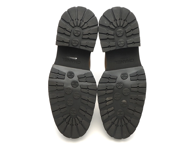 CHANEL　シャネル　サイドゴアブーツ　レディース37　ベージュ　レザー　G39208　2143100536616　【432】