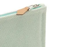 HERMES　エルメス　フラットポーチGM　Hティサージュ　ブルー　トワルアッシュ　デコラシオ【472】YI