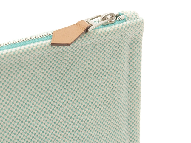 HERMES　エルメス　フラットポーチGM　Hティサージュ　ブルー　トワルアッシュ　デコラシオ【472】YI