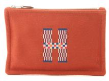 HERMES　エルメス　フラットポーチ　PM　Ｈナッテ　トメット　ウールツイル【472】YI