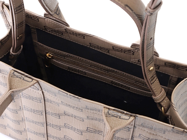 BALENCIAGA　バレンシアガ　BBモノグラム　ハードウェアスモールトート　ベージュ　PVC　671402【431】2143100540859