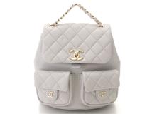 CHANEL　シャネル　マトラッセ　チェーンバックパック　グレー/GP　キャビア　【430】2143100544666