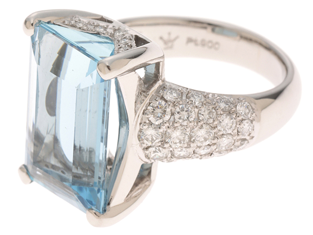 ブルートパーズ ダイヤモンド Pt900 プラチナ 一文字 ダイヤ リング 指輪 JEWELRY ジュエリー リング プラチナPT900 ブルートパーズ6.56