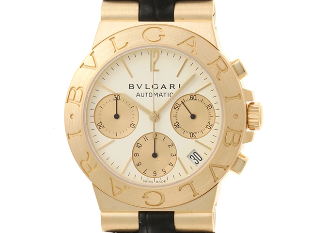 ブルガリ BVLGARI ディアゴノスポーツ LC35G メンズ 腕時計 デイト ホワイト 文字盤 K18YG 自動巻き Diagono Sports VLP 90189771