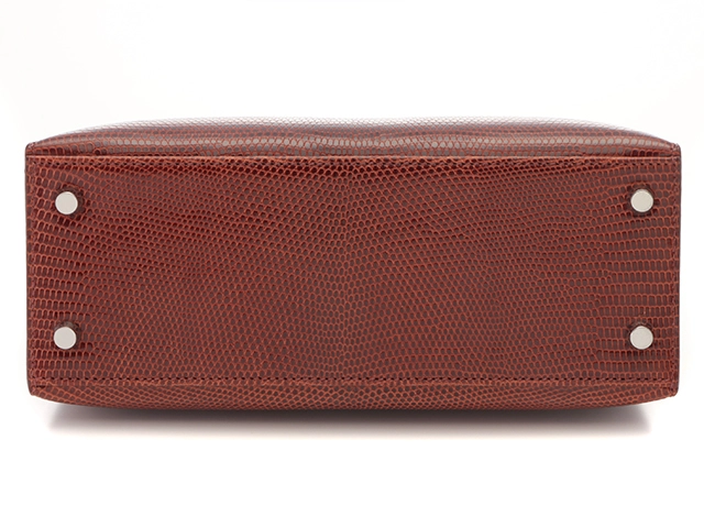 Hermès　エルメス　ケリー25　リザード素材　ブラウン　シルバー金具　□K刻印　2007年頃製造　【472】HA