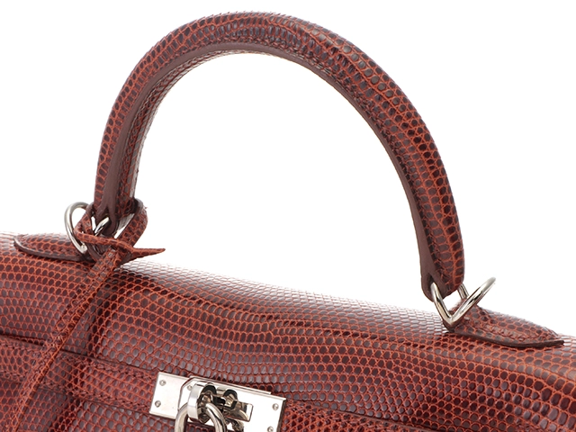 Hermès　エルメス　ケリー25　リザード素材　ブラウン　シルバー金具　□K刻印　2007年頃製造　【472】HA
